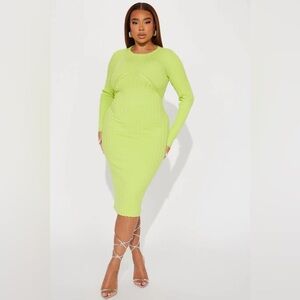 Brand new sexy Libra Sweater Midi Dress - Lime in 2X